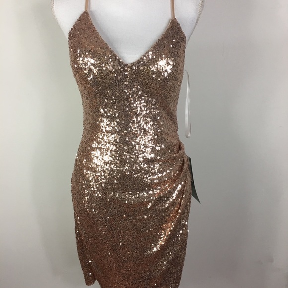 B.Smart Size 9 Cocktail sequin gold razor back - Picture 4 of 7